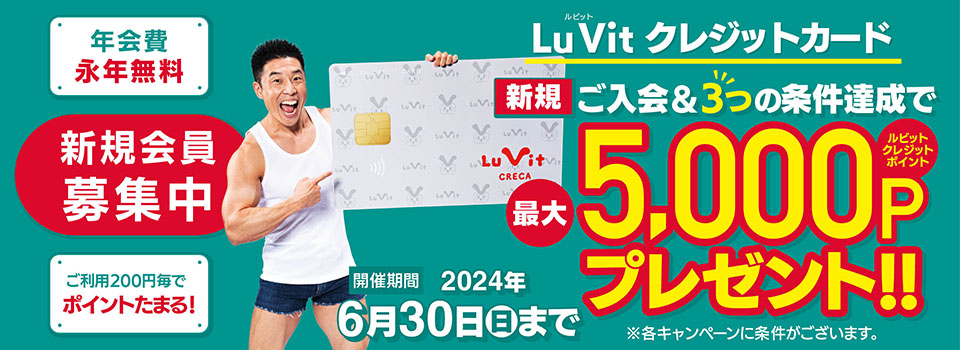 Lu Vitクレジットカード新規ご入会クレジットポイントプレゼントキャンペーン　６月30日（日）まで